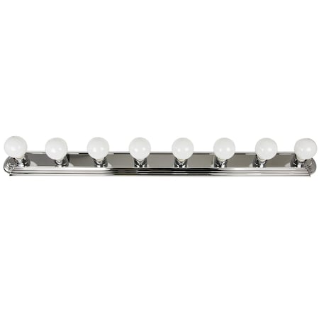 Sunlite Art Deco Style Chrome Vanity Light Fixture, 48-Inch, 8 Medium Base Sockets, Dimmable 45325-SU